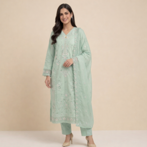 Mint Green Embroidered 3-Piece Lawn Suit